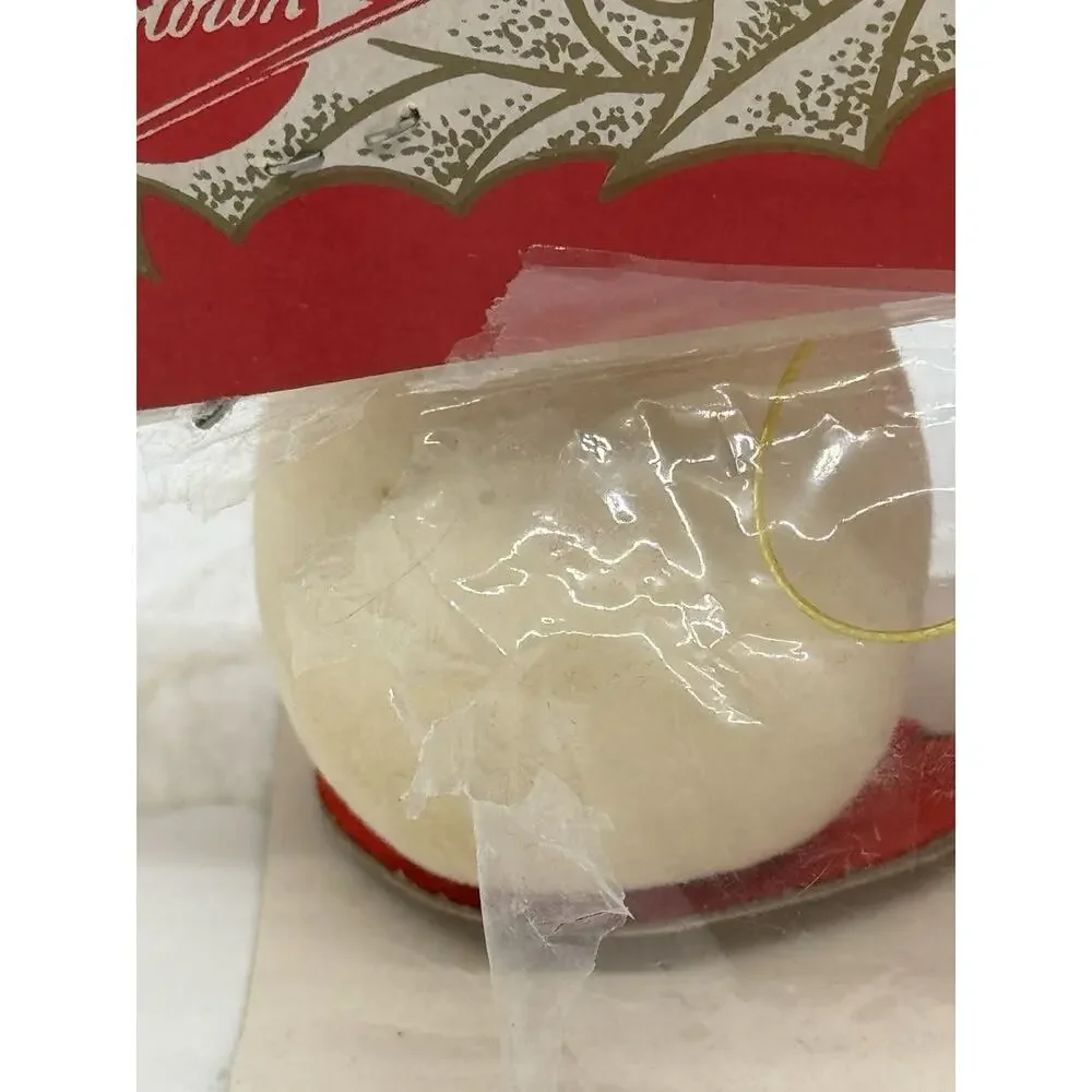 Vtg Very Rare Shiny Brite Flocked Mushroom Ornaments 3 Pc Japan Carded Christmas